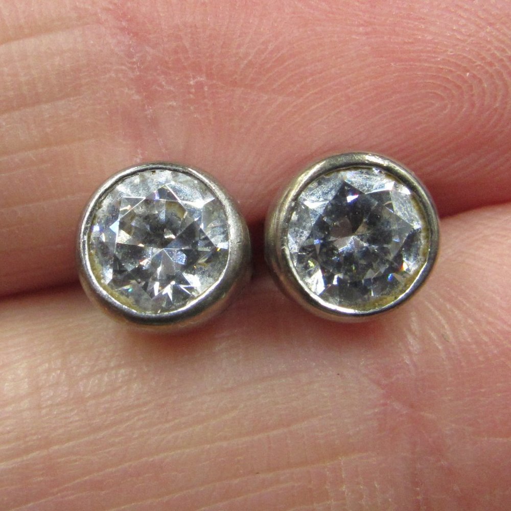 Sterling Bright Cubic Zirconia Round Earrings
